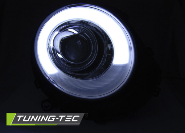 LED Tagfahrlicht Design Scheinwerfer für Mini Cooper R55/R56/R57 06-14 chrom mit LED Blinker LTI